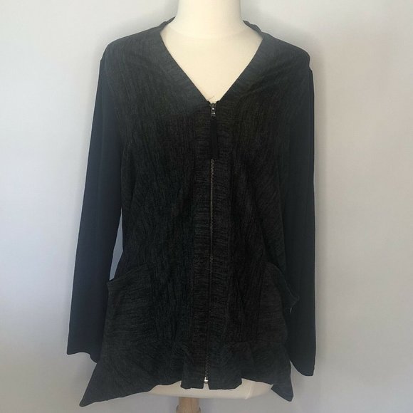 LOGO Lori Goldstein sweater zipper front Cardigan - Picture 2 of 8